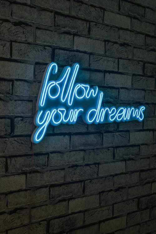 Hanah Home Nástěnná neonová dekorace Follow Your Dreams modrá