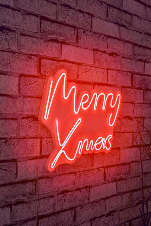 Hanah Home Nástěnná neonová dekorace Merry Christmas červená