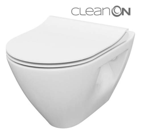 Cersanit Mille Clean On, závěsná wc mísa se sedátkem z duroplastu, bílá, S701-454