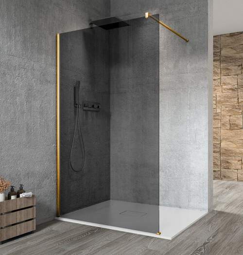 Gelco, VARIO GOLD jednodílná sprchová zástěna pro instalaci ke zdi, kouřové sklo, 1400 mm, GX1314GX1016