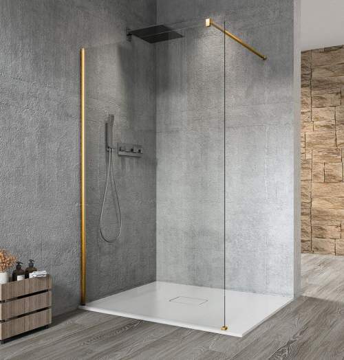 Gelco, VARIO GOLD jednodílná sprchová zástěna pro instalaci ke zdi, čiré sklo, 1400 mm, GX1214GX1016
