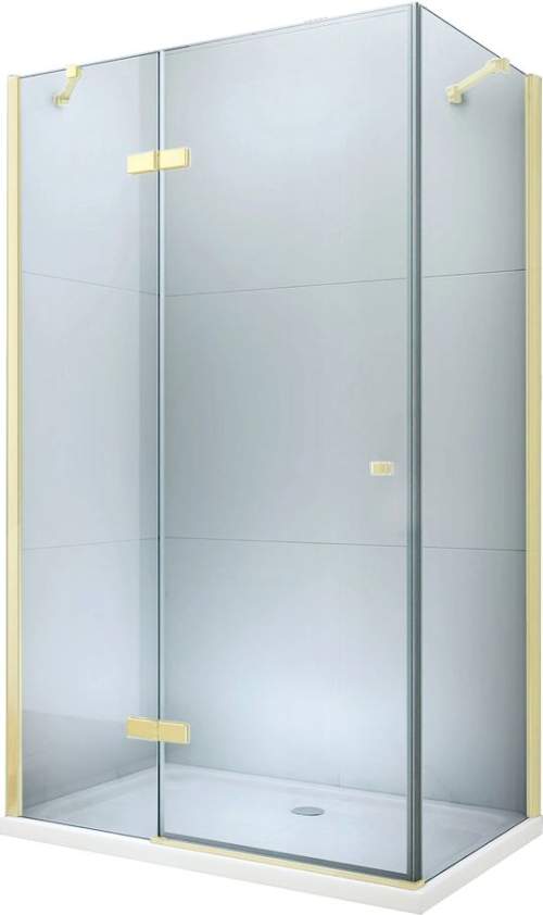 Mexen Roma sprchový kout 120 x 80 cm, 6mm čiré sklo, zlatý profil + sprchová vanička Slim, 854-120-080-50-00-4010