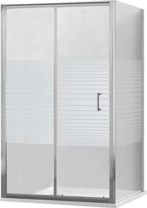 Mexen Apia sprchový kout s posuvnými dveřmi 130 x 90 cm, čiré sklo/pásy-chromový profil + sprchová vanička, 840-130-090-01-20-4010