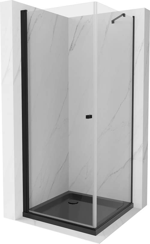 MEXEN/S Pretoria sprchový kout 90x90 cm, transparent, černá + sprchová vanička včetně sifonu 852-090-090-70-00-4070B