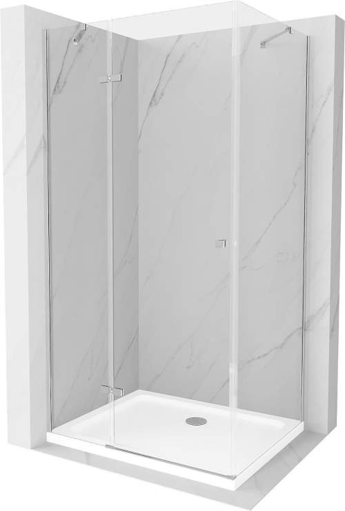 MEXEN/S Roma sprchový kout 90x100 cm, kyvný, čiré sklo, chrom + vanička 854-090-100-01-00-4010