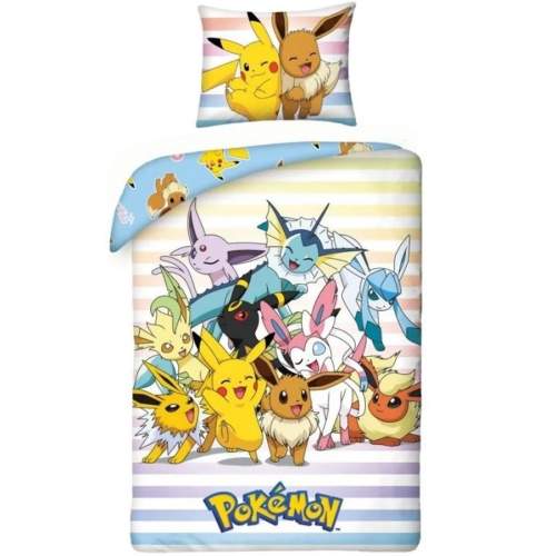 Halantex · Bavlněné ložní povlečení Pokémoni - Pikachu a Eevee - 100% bavlna - 70 x 90 cm + 140 x 200 cm