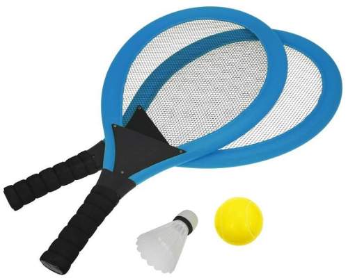 Set na plážové hry tenis/badminton 2xraketa, soft miček, badm. Košík, modrá OG-BEACH TEN01