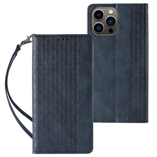 Mezamo Magnet Strap Case pro Samsung Galaxy S23 Ultra Flip Wallet Mini Lanyard Stand Blue
