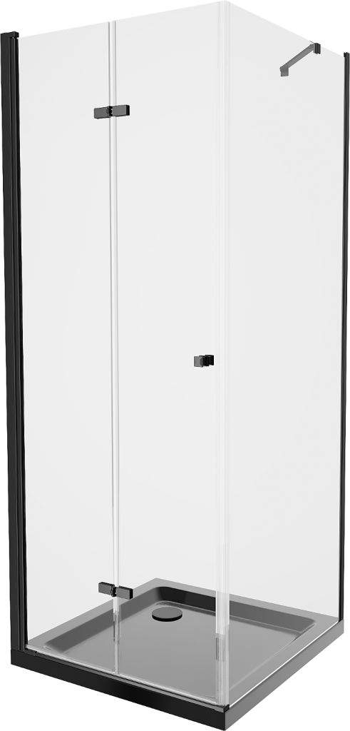 Mexen Lima, sprchový kout 90 (dveře) x 90 (stěna) cm, 6mm čiré sklo, černý profil + SLIM černá sprchová vanička 5cm s černým sifonem, 856-090-090-70-00-4070B