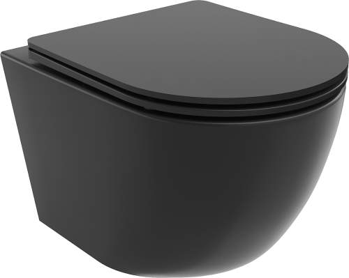 MEXEN/S Lena Závěsná WC mísa včetně sedátka s slow-slim, z duroplastu, černá matná 30221085