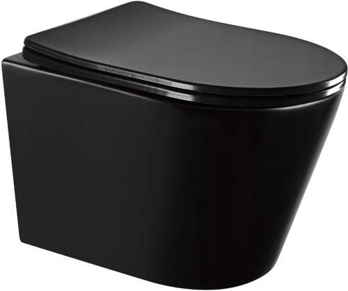 Mexen Rico závěsné wc Rimless s toaletním Slim sedátkem z duroplastu, černá matná - 30721085