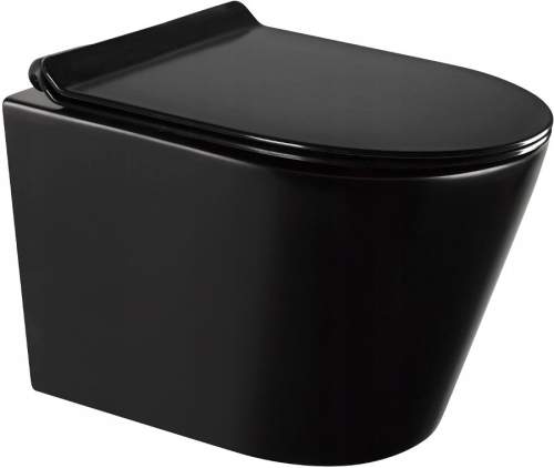 Mexen Rico závěsné wc Rimless s toaletním sedátkem Slim z duroplastu, černá matná - 30720185