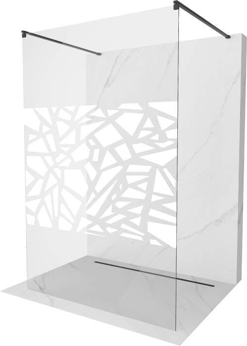 MEXEN/S KIOTO samostatně stojící sprchová zástěna 120 x 200 cm, transparent/bílá vzor 8 mm, černá 800-120-002-70-85