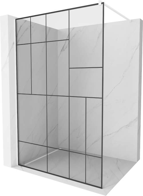 MEXEN/S KIOTO Sprchová zástěna WALK-IN 120 x 200 cm, transparent/černý vzor 8 mm, bílá 800-120-101-20-78
