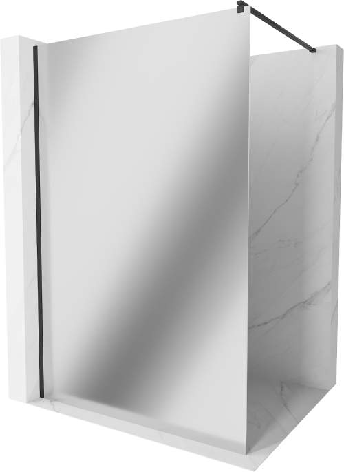 MEXEN/S KIOTO Sprchová zástěna WALK-IN 120x200 cm 8 mm, černá, zrcadlové sklo 800-120-101-70-50