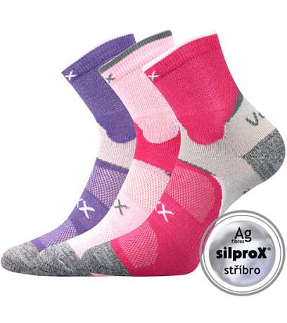 Ponožky dětské Maxterik silproX 3 ks (2x růžové, fialové), 30-34