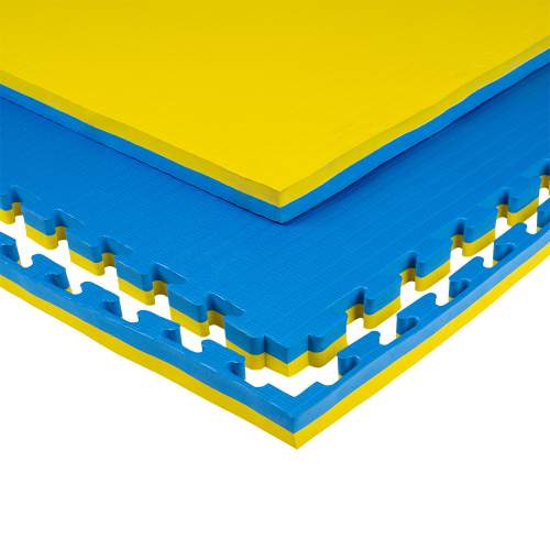 Puzzle tatami podložka inSPORTline Malmeida 100x100x4 cm Barva modro-žlutá