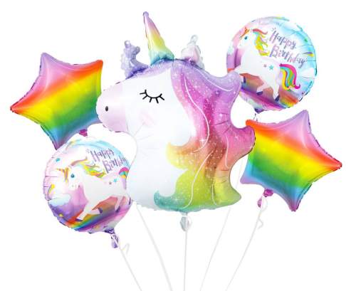 Fóliové balónky - sada jednorožec, narozeniny, 5 ks. - Godan