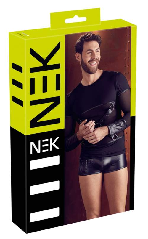 NEK - men's long sleeve cross-strap top (black)S