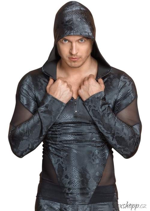 NEK - men's hooded top with snakeskin print (black)L