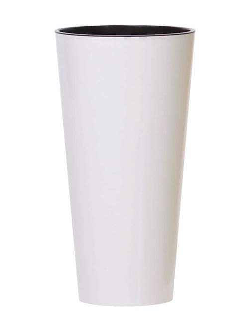 Prosperplast Květináč Tubus Slimmer bílý lesklý, varianta + vklad 40 cm