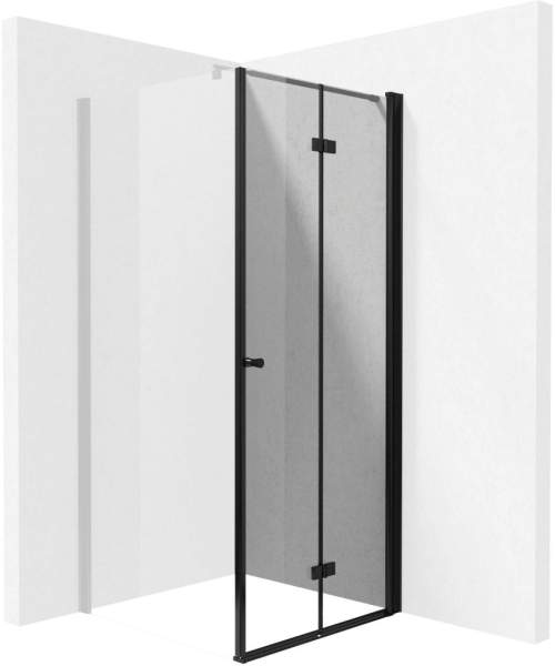 Deante Kerria Plus, skládací sprchové dveře do otvoru 100x200cm, 6mm čiré sklo s ActiveCover, černý profil, KTSXN43P