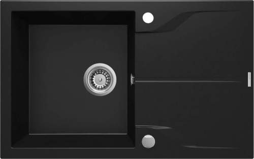 Deante Andante Flush, granitový dřez 780x490x194 mm, 3,5" + prostorově úsporný sifon, 1-komorový, černá, ZQN_N11F