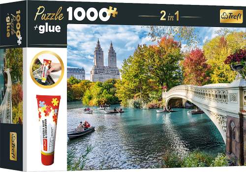 TREFL Sada 2v1 puzzle Říjen v New Yorku 1000 dílků s lepidlem