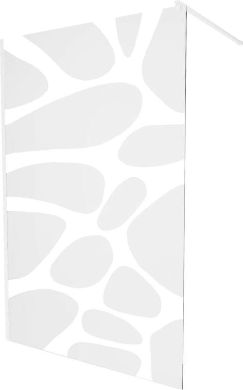 Mexen Kioto, Walk-In sprchová zástěna 70 x 200 cm, 8mm sklo čiré/bílý vzor, bílý profil, 800-070-101-20-97