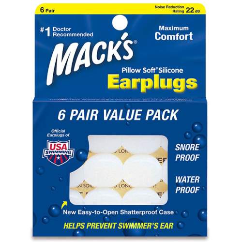 Mack's Pillow Soft bílé silikonové špunty do uší - 6 párů