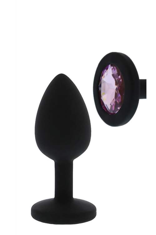 All time Favorites - anální dildo silikonové fialovým kamenem (černé)