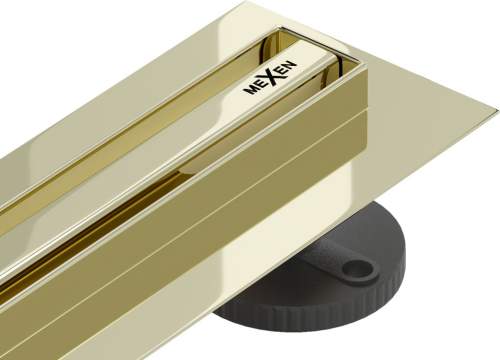 Odtokový žlab s otočným sifonem MEXEN FLAT 360 SLIM zlatý, 90 cm 1541090