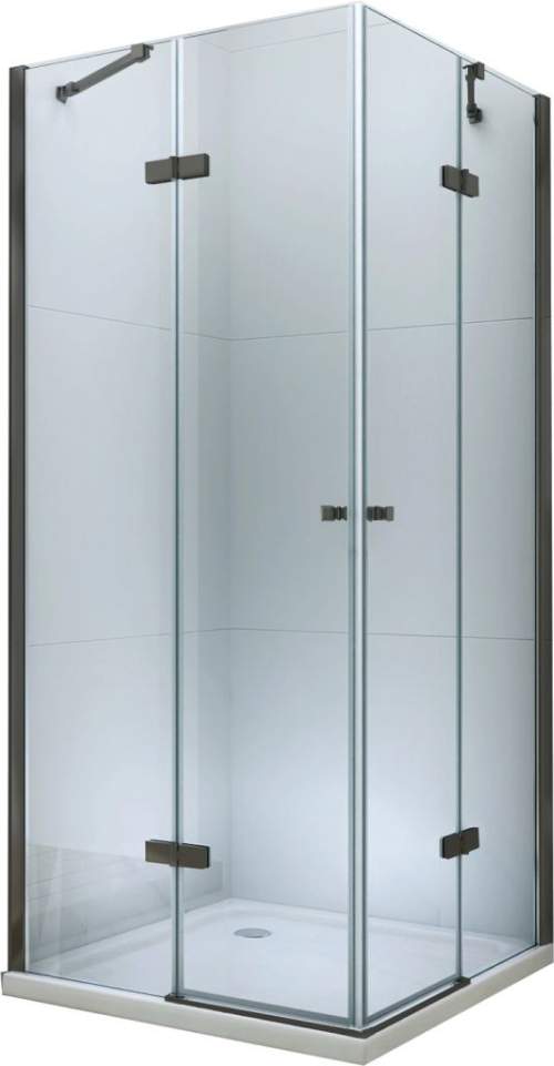 Mexen Roma Duo, sprchový kout 80 (dveře) x 70 (dveře) cm, 6mm čiré sklo, černý profil, 854-080-070-70-00-02