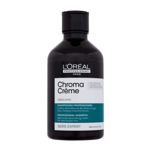 L'Oréal Professionnel Chroma Crème Professional Shampoo Green Dyes 300 ml šampon pro tmavě hnědé vlasy k neutralizaci červených tónů pro ženy