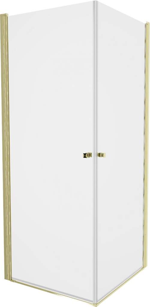Mexen Pretoria Duo, sprchový kout se 2-křídlými dveřmi 90 (dveře) x 90 (dveře) cm, 6mm čiré sklo, zlatý profil, 852-090-090-50-00-02