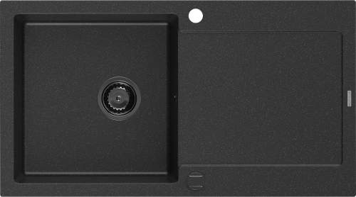 MEXEN/S Leo granitový dřez 1-miska s odkapávačem 900 x 500 mm, černá/stříbrná 6501901010-73-B