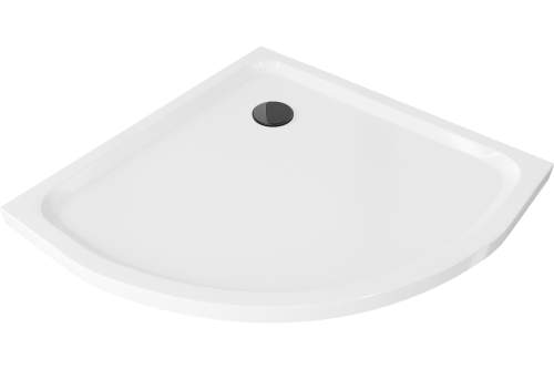 MEXEN/S Flat sprchová vanička čtvrtkruhová slim 90 x 90 cm, bílá + černý sifon 41109090B