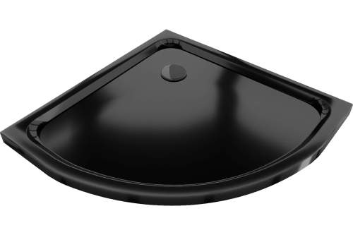 MEXEN/S Flat sprchová vanička čtvrtkruhová slim 70 x 70 cm, černá + černý sifon 41707070B