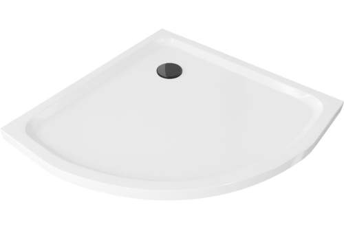 Mexen SLIM - čtvrtkruhová sprchová vanička 70x70x5cm + černý sifon, bílá, 41107070B