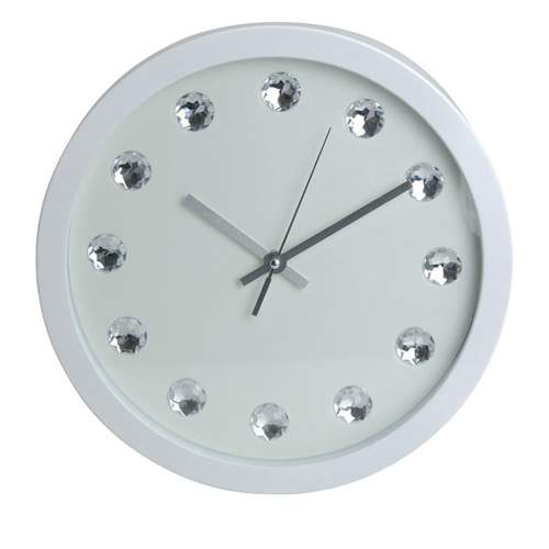 SEGNALE Nástěnné hodiny ručičkové s krystaly 30 cm bílá KO-837164270bila