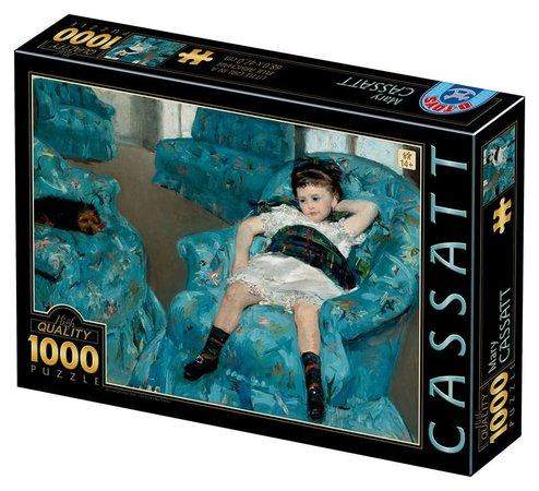 D-TOYS Puzzle Malá dívka v modrém křesle 1000 dílků