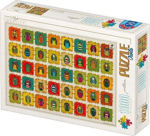 D-TOYS Puzzle Vzorník: Sovy 1000 dílků