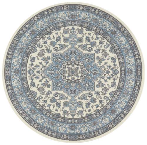 Nouristan - Hanse Home koberce Kruhový koberec Mirkan  Cream/Skyblue - 160x160 (průměr) kruh cm Modrá, Střední (80x160 - 164x240), Syntetický (umělý)