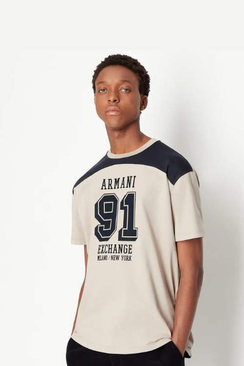 Armani Exchange 6LZTLGZJGAZ pánské tričko béžové