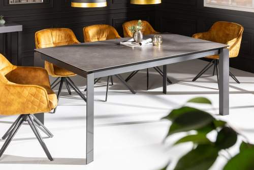Estila Moderní jídelní stůl Antan v antracitovém šedém provedení s keramickou deskou a kovovou konstrukcí 240cm