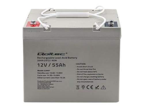 QOLTEC 53067 AGM battery 12V 55Ah max. 825A
