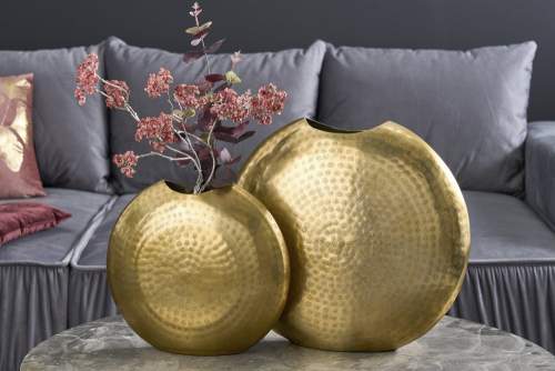 Moebel Living Set dvou zlatých hliníkových váz Barrie 40/30 cm