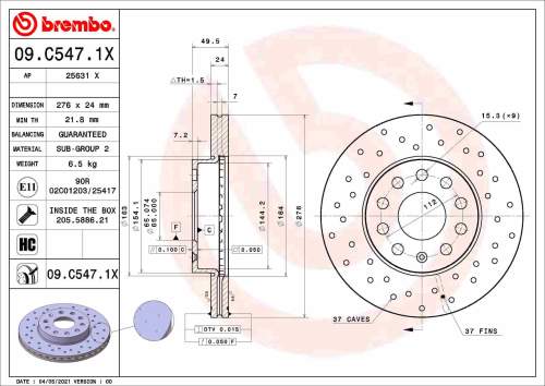 Brzdový kotouč BREMBO 09.C547.1X