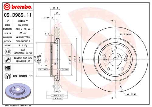 Brzdový kotouč BREMBO 09.D989.11