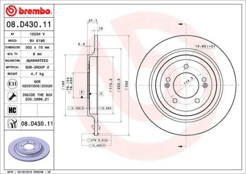 Brzdový kotouč BREMBO 08.D430.11